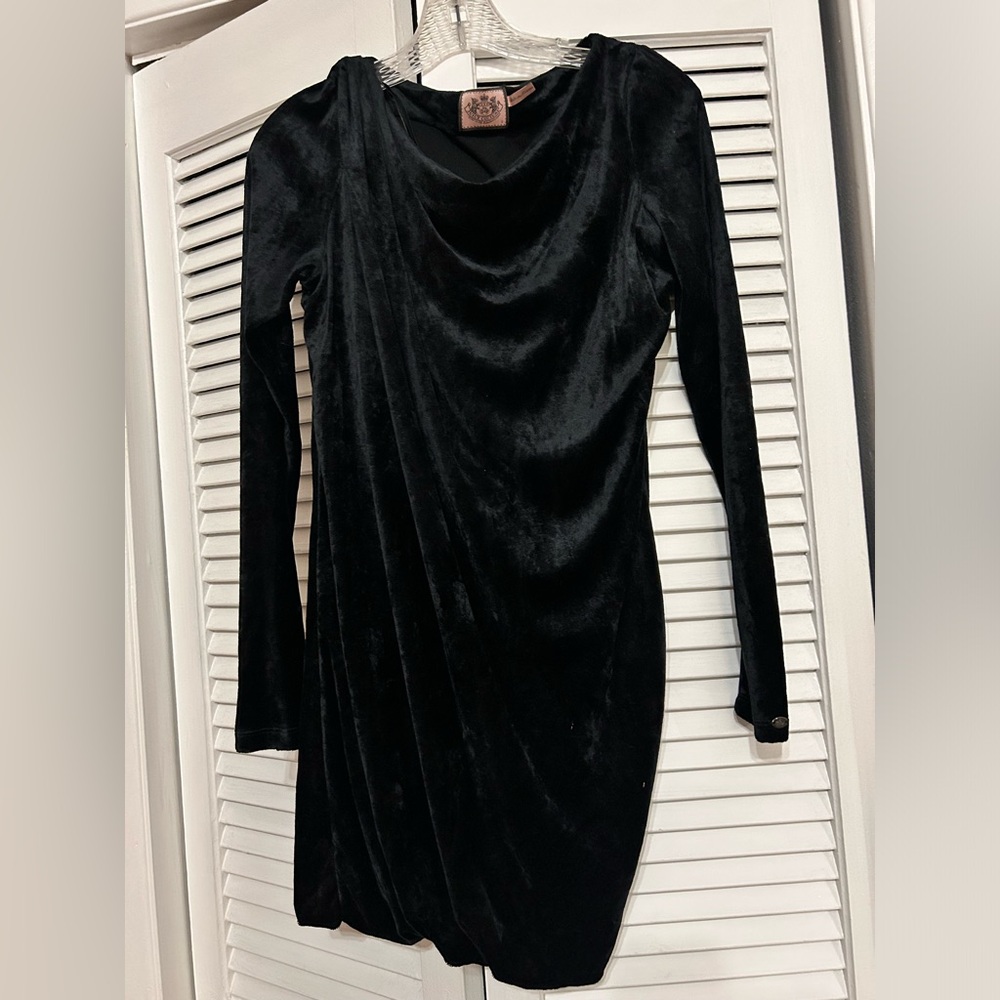 Juicy Couture black velvet long sleeve mini dress